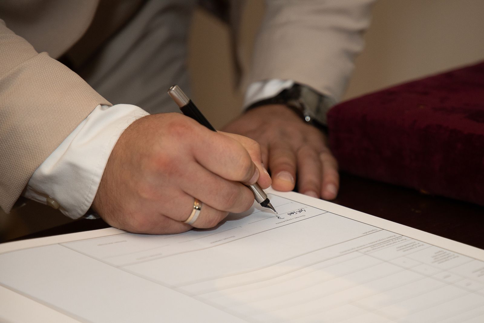 Client signing legal documents